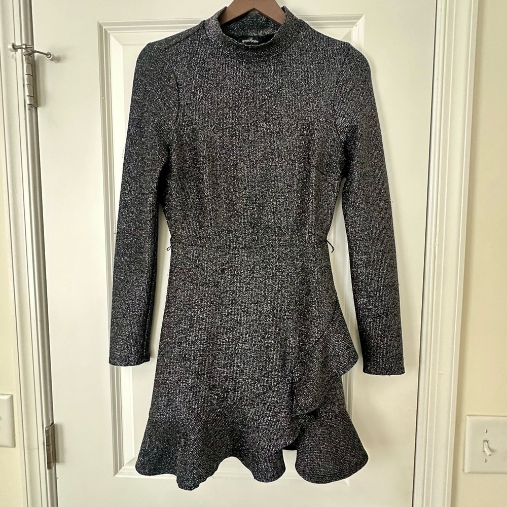 Grey Sparkly Long Sleeve Dress